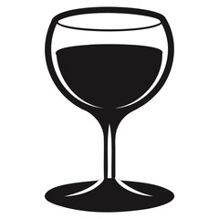 Simple Wine Glass Silhouette with Liquid Vector Illustration on Clear Background