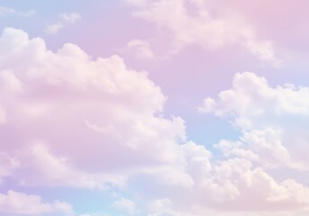 Pastel sky with soft fluffy clouds in shades of pink blue and white creating a dreamy atmosphere