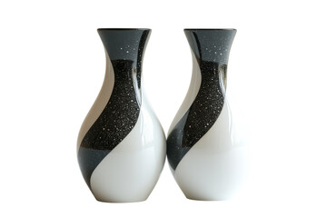 Elegant pair of black and white swirl vases modern home decor accent stylish glossy finish perfect for contemporary