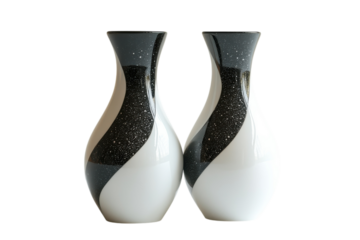 Elegant pair of black and white swirl vases modern home decor accent stylish glossy finish perfect for contemporary