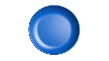 empty blue  plate isolated on white background , transparent png 