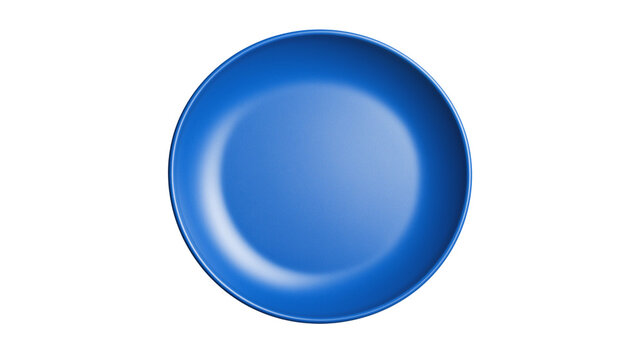 empty blue  plate isolated on white background , transparent png 