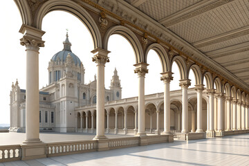 Obraz premium colonnade of the cathedral 3d rendering isolated on white background