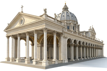 Fototapeta premium colonnade of the cathedral 3d rendering isolated on white background