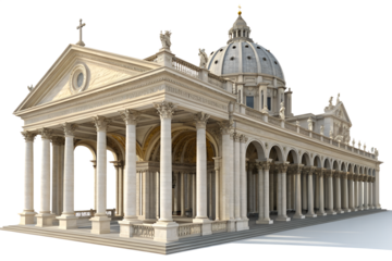 colonnade of the cathedral 3d rendering isolated on white background