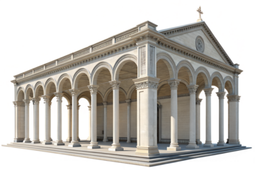 colonnade of the cathedral 3d rendering isolated on white background