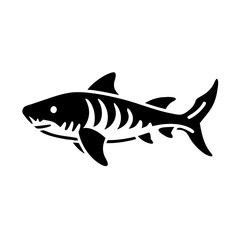 tiger shark icon, tiger shark silhouette vector illustration-simple silhouette illustration of tiger shark, perfect for tiger shark logos and icons