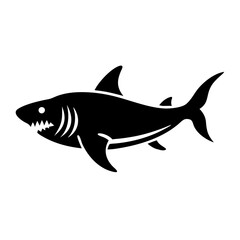 tiger shark icon, tiger shark silhouette vector illustration-simple silhouette illustration of tiger shark, perfect for tiger shark logos and icons