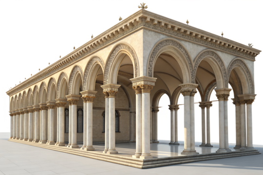 colonnade of the cathedral 3d rendering isolated on white background