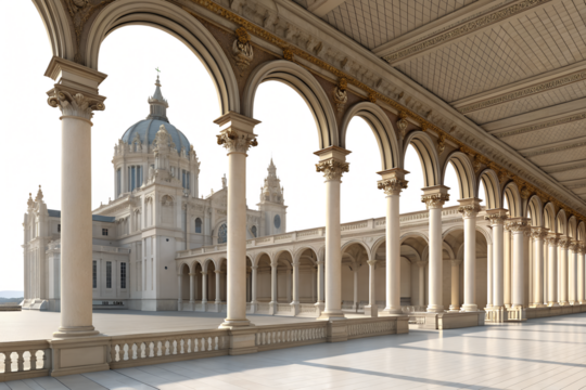 colonnade of the cathedral 3d rendering isolated on white background