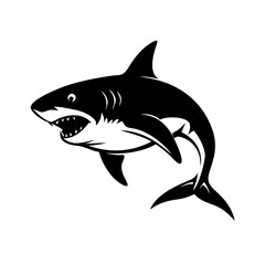 great white shark icon, great white shark silhouette vector illustration-simple silhouette illustration of great white shark, perfect for great white shark logos and icons