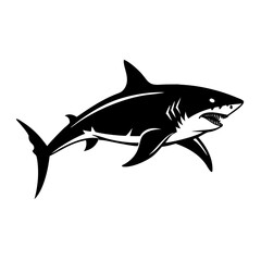 great white shark icon, great white shark silhouette vector illustration-simple silhouette illustration of great white shark, perfect for great white shark logos and icons