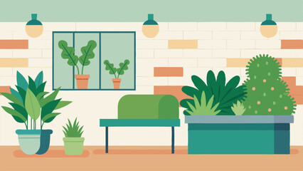 A small plant wall or garden area for patients to enjoy while waiting.