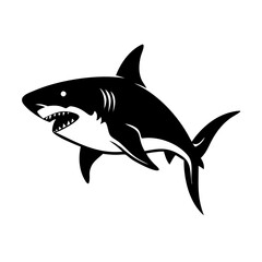 Obraz premium great white shark icon, great white shark silhouette vector illustration-simple silhouette illustration of great white shark, perfect for great white shark logos and icons