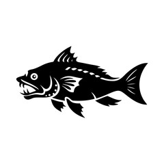 wolf fish icon, wolf fish silhouette vector illustration-simple silhouette illustration of wolf fish, perfect for wolf fish logos and icons