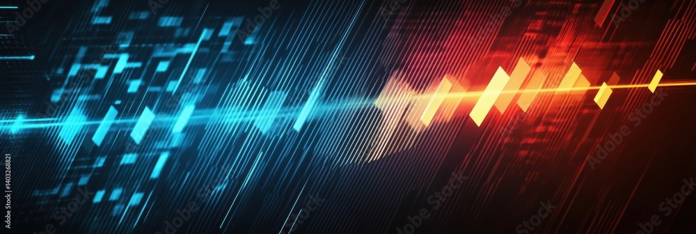 Poster dynamic abstract tech background featuring upward arrow design and vibrant colors