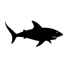 shark icon, shark silhouette vector illustration-simple silhouette illustration of shark, perfect for shark logos and icons