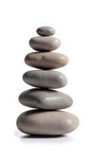 Stacked Stones Balance Still Life Isolated on White Background Symbol