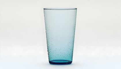 Elegant blue glass tumbler with subtle bubbles on a soft gradient background, ideal for beverage photography