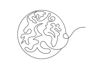 Globe of the Earth one line art planet minimalist design on white background hand drawn vector illustration
