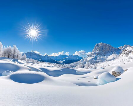Snowy Alps, Sunny Day