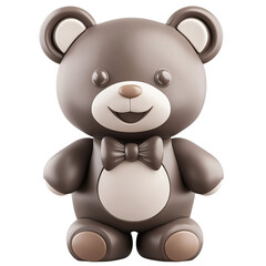 Chocolate Teddy Bear: A charming, dark brown chocolate teddy bear figurine, complete with a light brown tummy and a dark brown bow tie, sits against a white background. 