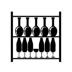 wine rack icon, wine rack silhouette vector illustration-simple silhouette illustration of wine rack, perfect for wine rack logos and icons