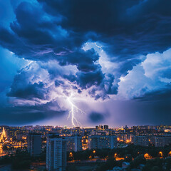 lightning over the city