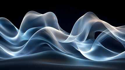 Fototapeta premium Ethereal waves of translucent blue and white flowing gracefully against a dark backdrop