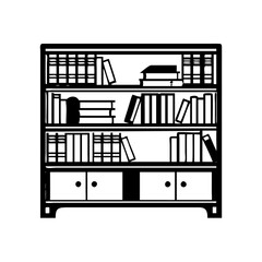 bookshelf icon, bookshelf silhouette vector illustration-simple silhouette illustration of bookshelf, perfect for bookshelf logos and icons