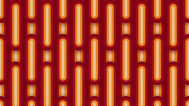 4k striped texture red palette animated pattern. Round squares seamless looped. Abstract vertical universal retro animation. Elegant memphis 80s 70s. Digital lines. Linear Ornament. Ramen waves BG