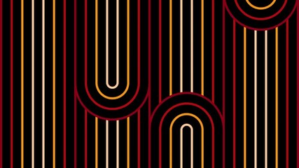 4k striped texture red palette animated pattern. Round squares seamless looped. Abstract vertical universal retro animation. Elegant memphis 80s 70s. Digital lines. Linear Ornament. Ramen waves BG