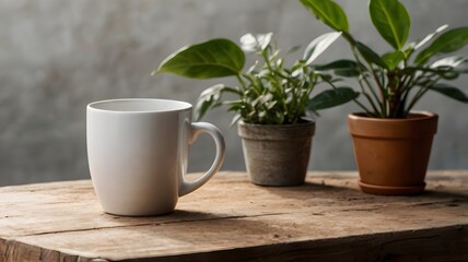 Plain white ceramic coffee mug for mockups
