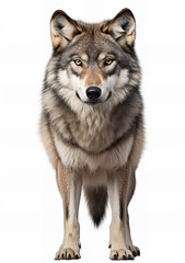 Fototapeta premium Wolf in nature on white background...