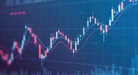 Stock market growth and economic investment analysis, financial chart with candlestick graph for business data, trade concept and exchange trend forecast