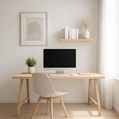 Minimalist Home Office with Scandinavian Aesthetic and Natural Light