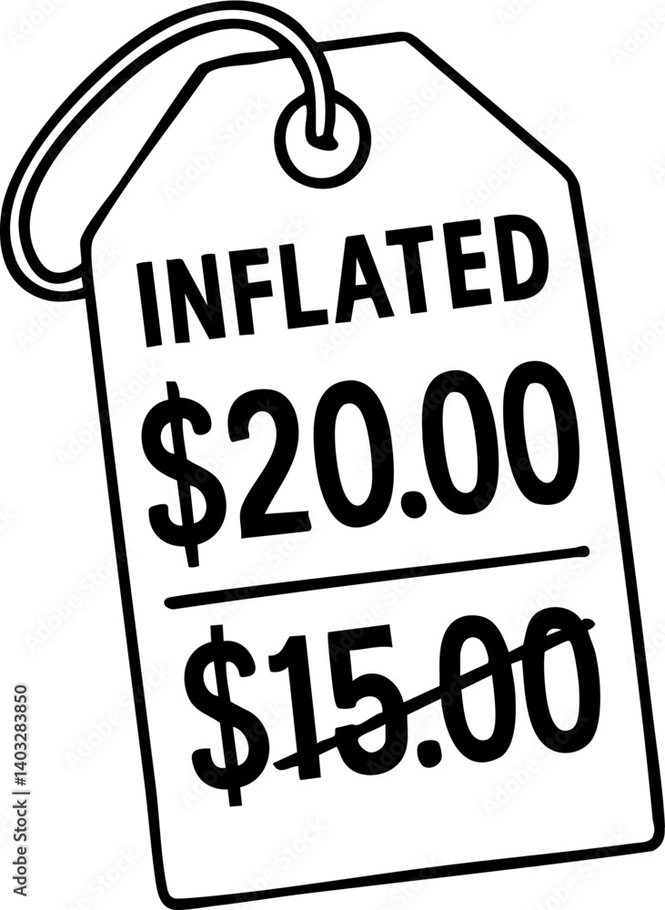Poster import tariffs trade impact concept. price tag displaying inflated pricing with crossed-out amount.