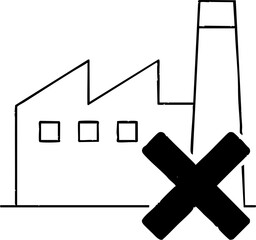 Fototapeta premium Import Tariffs trade impact concept. Factory illustration with a prohibition symbol.