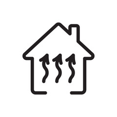 House thermal heating flat outline icon vector illustration. Isolated on transparent background. Editable stroke, pixel perfect