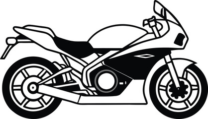 Fototapeta premium Modern black and white motorcycle vector art. Sporty bike with clean lines. Detailed motorcycle side view illustration.