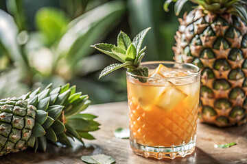 Tropical Orange Cooler – Icy Drink with Pineapple & Mint.