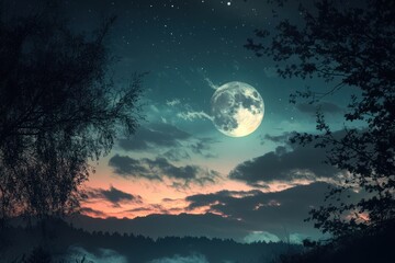 Moonlit Forest at Dusk