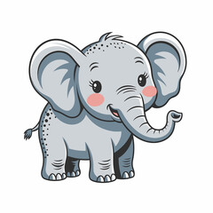 Naklejka premium Adorable Cartoon Elephant with Big Ears and Cheeks
