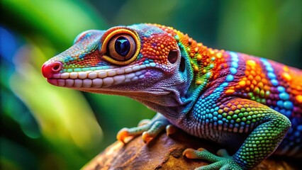 Fototapeta premium Colorful gecko lizard with vibrant scales and unique pattern