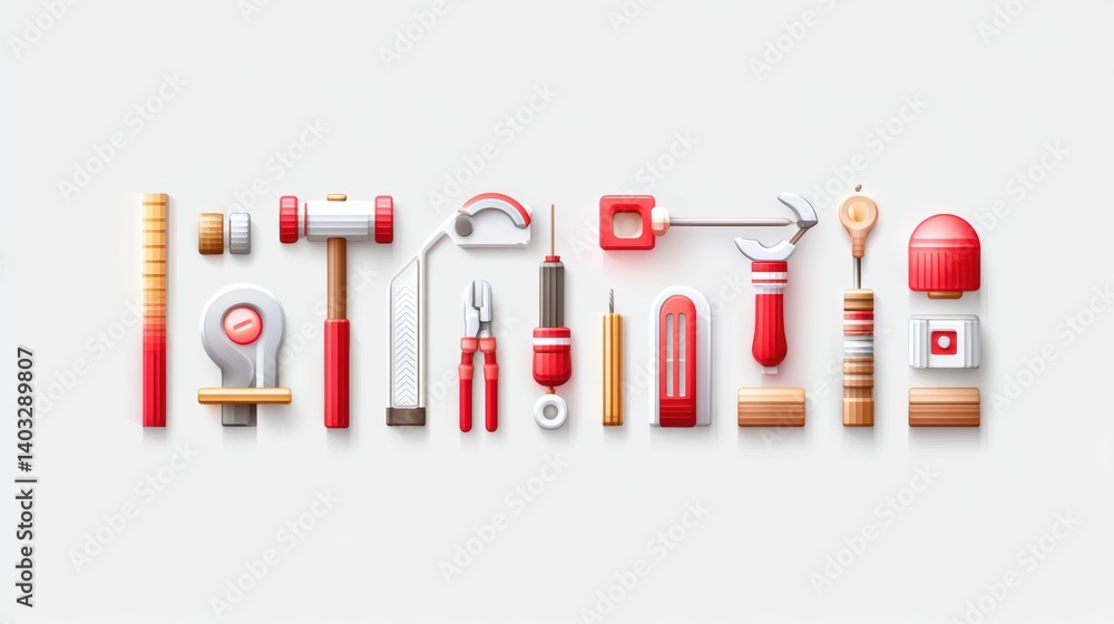Poster engineering tool icon set concept. assortment of modern flat icons for engineering tools