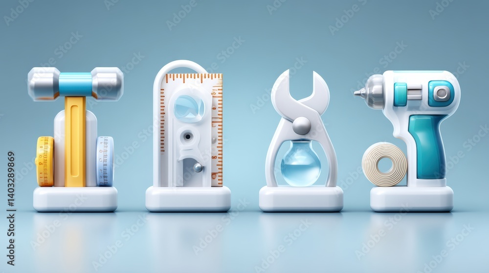 Poster engineering tool icon set concept. clean and professional engineering tools icon set