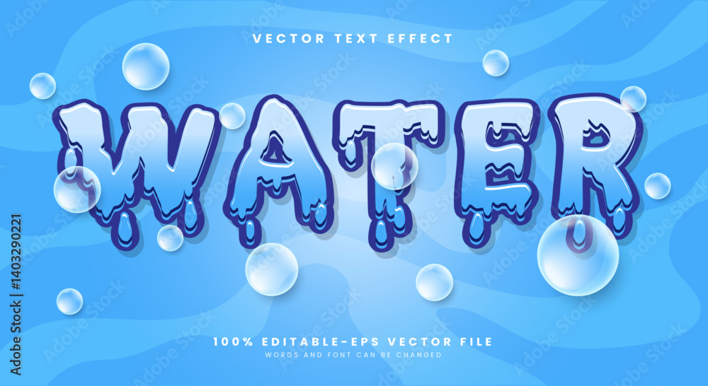 Poster water 3d editable text effect template suitable for bubble style theme