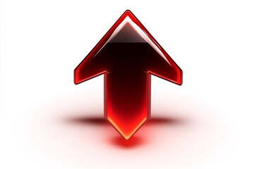 Fototapeta premium Red bright downward arrow icon on white background - bright warning or download symbol