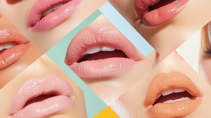 Different shades of lip colors displayed in a beauty themed composition during bright daylight