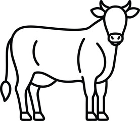 Cow outline vector illustration, Qurbani cow symbol, farm animal, Eid sacrifice.